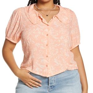 🆕 bp | Floral Print Peter Pan Collar Top